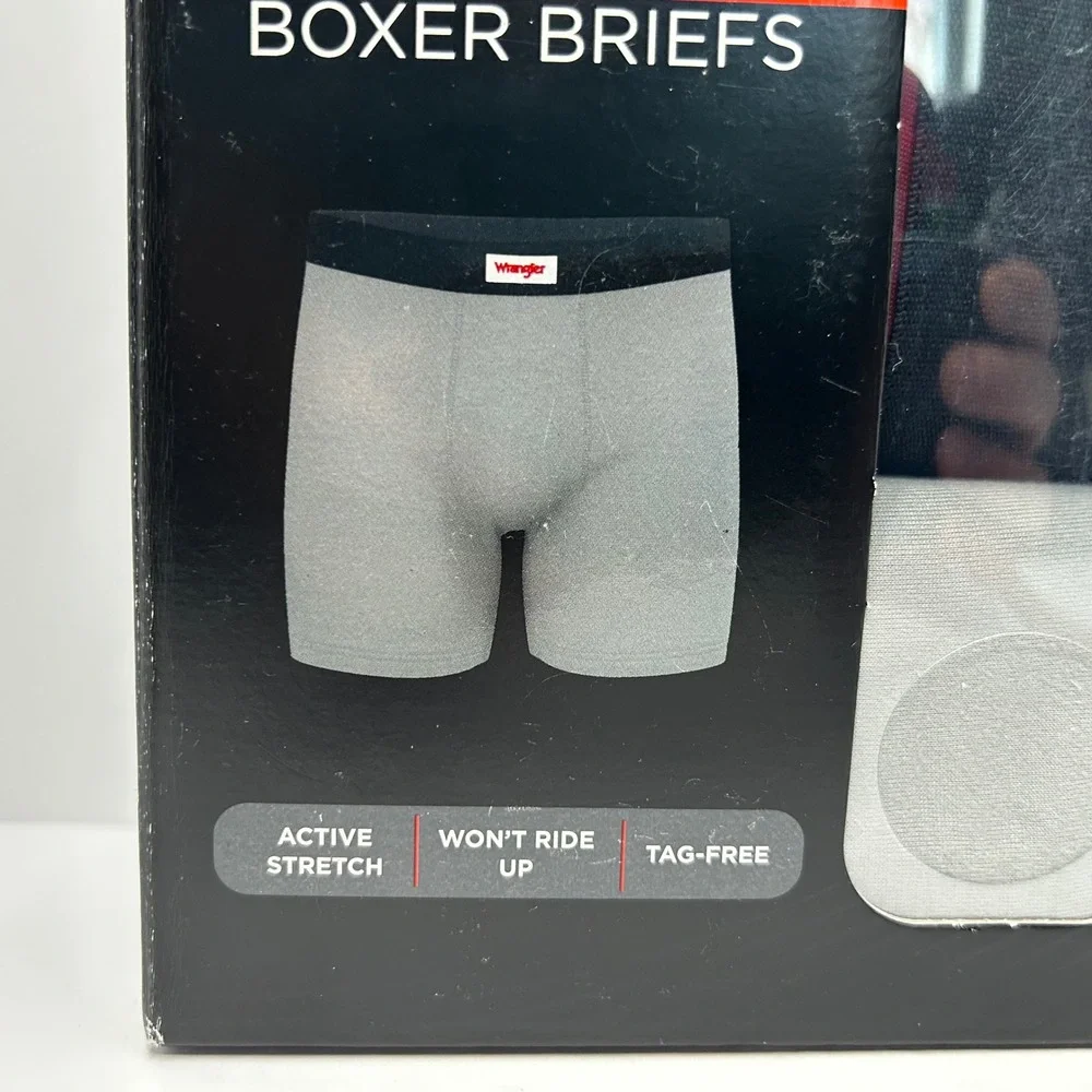 Wrangler Mens Active‎ Stretch Boxer Briefs 3 Pack Black Red Grey Size Medium New
